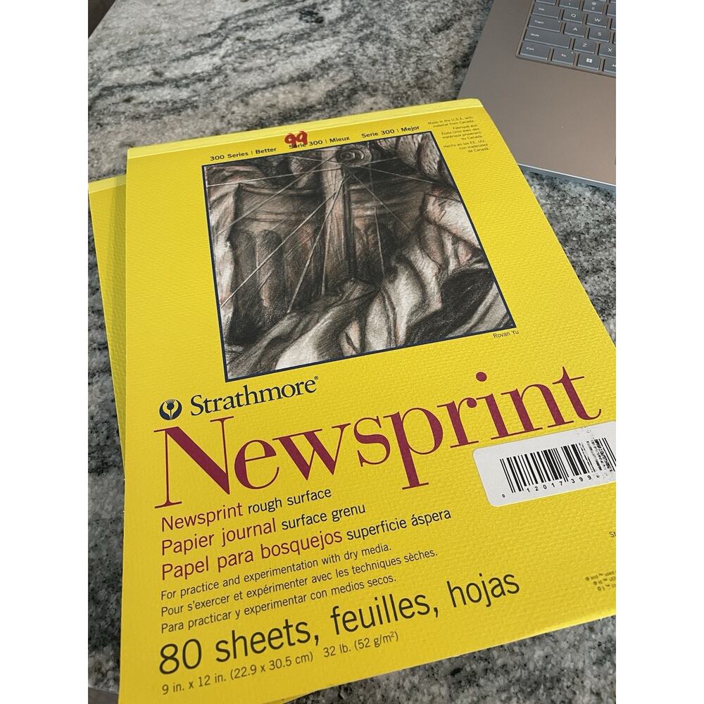 Brand New Condition Strathmore Newsprint Rough Surface Paper 80 Sheets 9x12